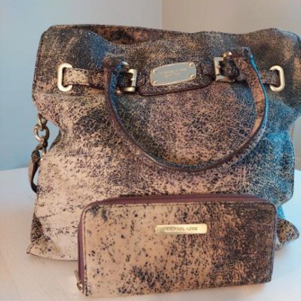 Michael Kors Brown Print Handbag and Wallet